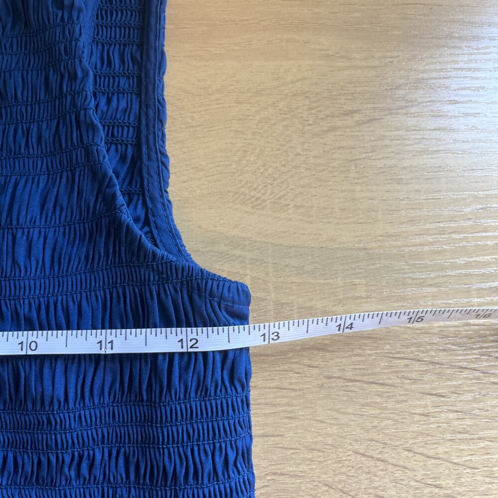 $148 NWT Madewell Melody Scoopback Smocked Midi Dress Women's Size XS Blue NV423 - Picture 5 of 9